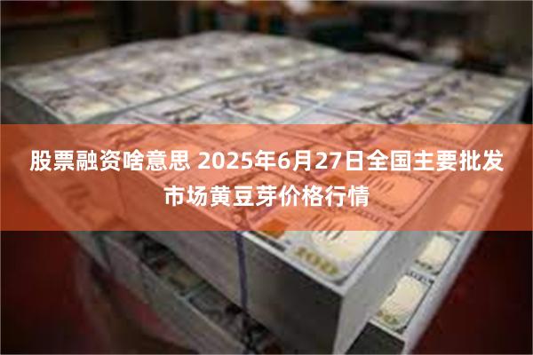 股票融资啥意思 2025年6月27日全国主要批发市场黄豆芽价格行情