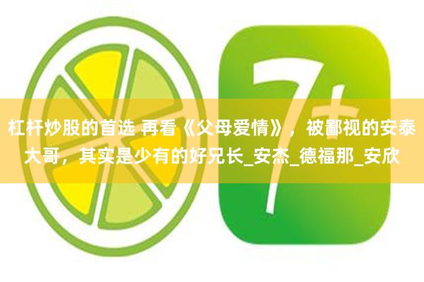 杠杆炒股的首选 再看《父母爱情》，被鄙视的安泰大哥，其实是少有的好兄长_安杰_德福那_安欣